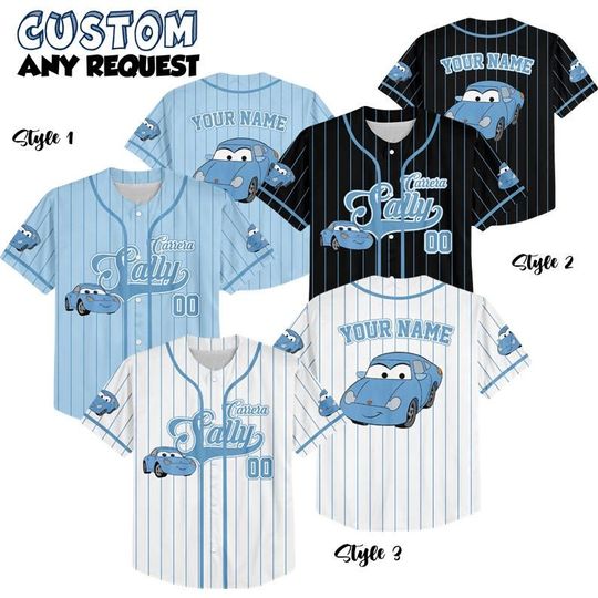 Discover Personalized Sally Carrera Baseball Jersey, Custom Disney Cars Sally Carrera Sports Jersey for Disney Fans, Unique Disneyland Birthday Gift