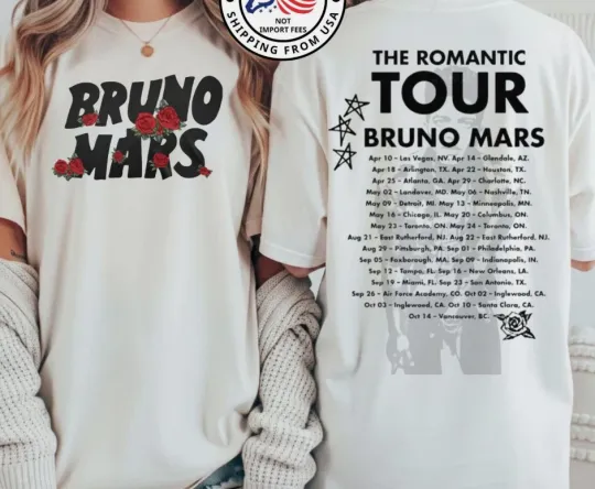 Discover The Romantic Concert 2026 World Tour Bruno Mars Fan Gifts T-Shirt