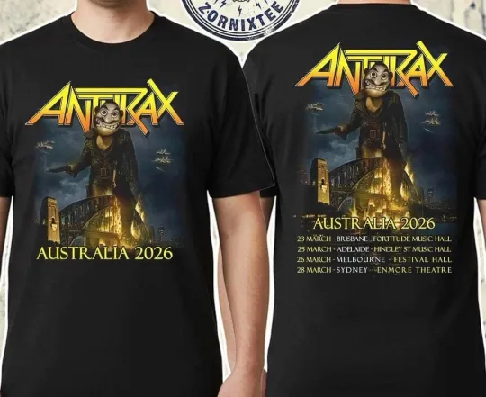 Discover Anthrax Australia Tour For March 2026 In Brisbane Adelaide 2026 T Shirt