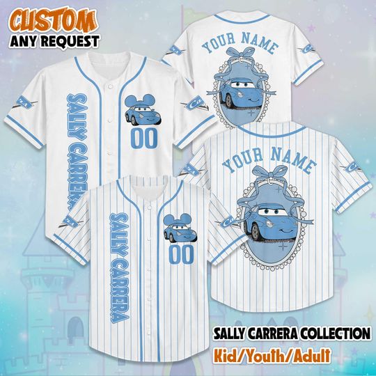 Discover Custom Coquette Sally Carrera Baseball Jersey, Disney Cars Sally Carrera Jersey Shirt, Disney Baseball Team Outfit, Birthday Gift