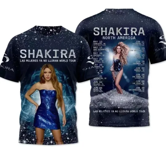 Discover Shakira Las Mujeres Ya No Lloran Tour 2025 AOP 3D T-Shirt