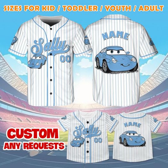 Discover Pixar Cars Sally Jersey Shirt, Disney Cars Baseball Jersey, Sally Carrera Cosplay, Disney Family Shirts, Disney World Shirt, MTA497
