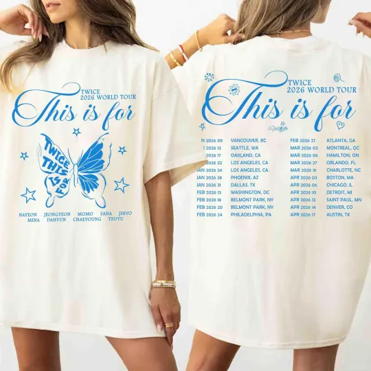 Discover Twice 2026 World Tour 2 sided White Short Sleeve Remake T shirt