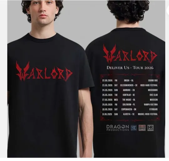 Discover Warlord Deliver Us Europe 2026 Tour Schedule Dates Two Sided T-Shirt