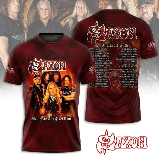Discover Saxon band Tour 2025 3D T-Shirt for Men And Women