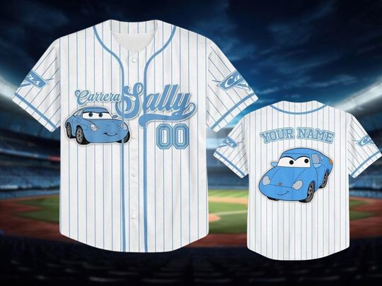 Discover Custom Disney Cars Sally Carrera Baseball, Custom Cars Baseball Jersey Team, Personalized Jersey, Disney Baseball Team Outfit, Cars Land Tee
