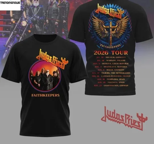 Discover Judas Priest 2026 Tour Faithkeepers Band Concert Dates 3D T-Shirt