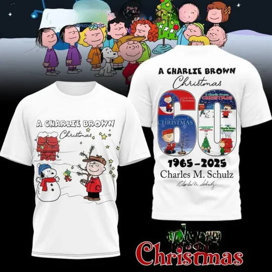 Charlie Brown Christmas 60 Years 1965 2025 3D T-Shirt