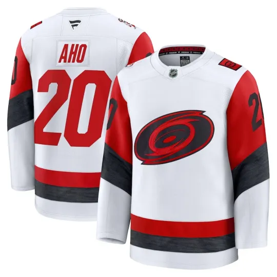 Discover Carolina Hurricanes Sebastian Aho #20 Fanatics White 2026 Premium NHL Jersey