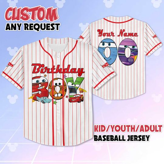 Discover Custom Disney Cars Birthday Boy Baseball, Disney Cars Shirt, Personalized Lightning McQueen Disney Jersey, Gift for Disney Fans