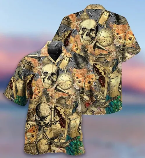 Discover Skull Aloha Hawaiian Shirt For Summer   Skull Retro Style Butterfly Hawaiian Shi