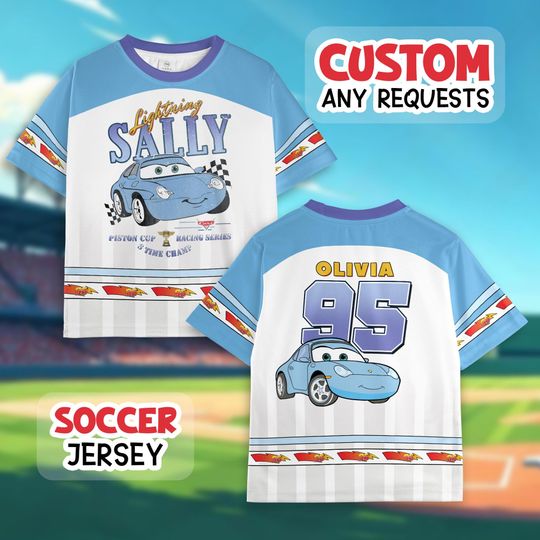 Discover Personalized Disney Car Sally Soccer Carrera Shirt, Custom Cars Baseball Jersey Team, Personalized Jersey, Disney Team Outfit, Cars Land Tee