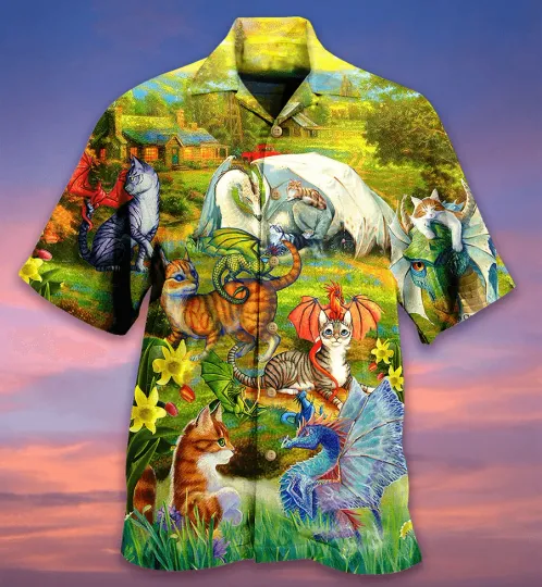 Discover Cat Hawaiian Shirt For Summer Dragons And Cats Love Life Beautiful Nature Hawaii