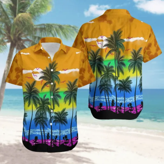 Discover LGBT Aloha Hawaiian Shirts For Summer Sunset Beaches Colorful Rainbow LGBT Hawa
