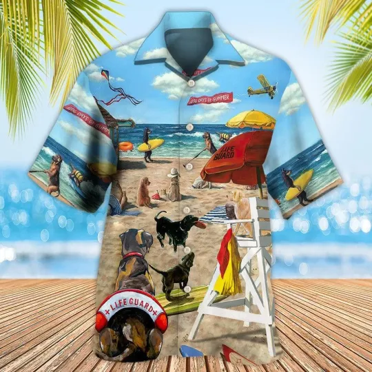 Discover Dog Hawaiian Shirt Dog Lifeguard On The Beach Aloha Hawaiian Shirt For Summer Be
