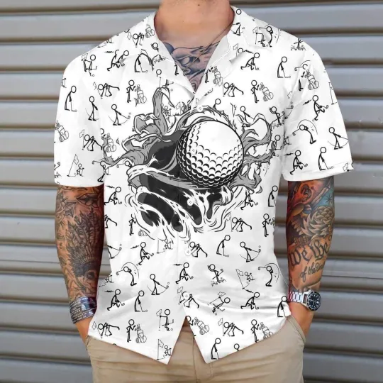 Discover Golf Hawaiian Shirt Golf Hole Breakthrough White Aloha Hawaiian Shirts For Men a