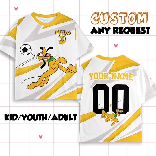 Personalized Disney Pluto Soccer Jersey Shirt, Disney Pluto Shirt, Disneyland Team Matching Outfit