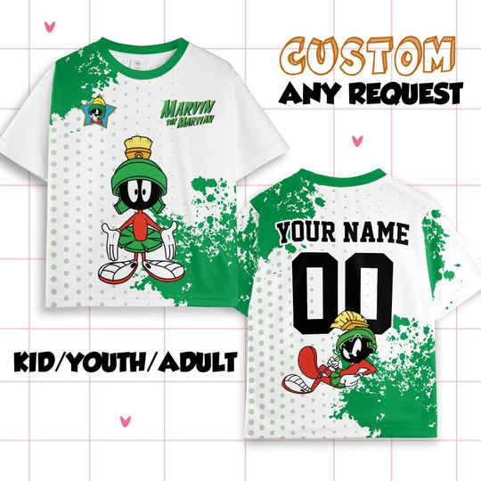 Personalized Marvin the Martian Soccer Jersey Shirt, Custom Marvin Jersey Shirt, Gift For Fans, Outfit Matching Family Tee
