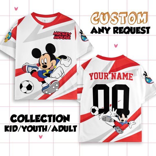 Discover Personalized Disney Mickey Mouse Soccer Jersey Shirt, Disney Mickey Mouse Shirt, Disneyland Team Matching Outfit