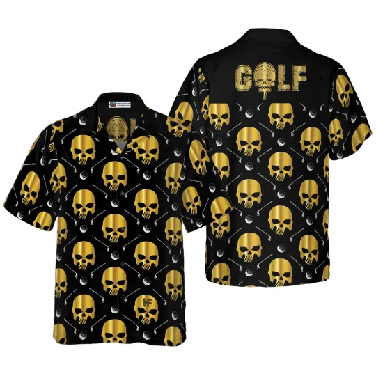 Discover Golf Hawaiian Shirts Golf And Golden Skull Pattern Aloha Hawaiian Shirt For Summ