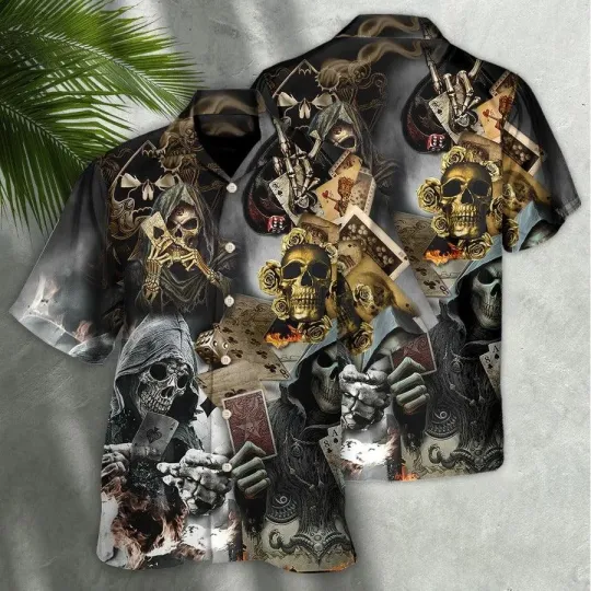 Discover Skull Aloha Hawaiian Shirt For Summer   Skull Gambling The Death Game End Hawaii