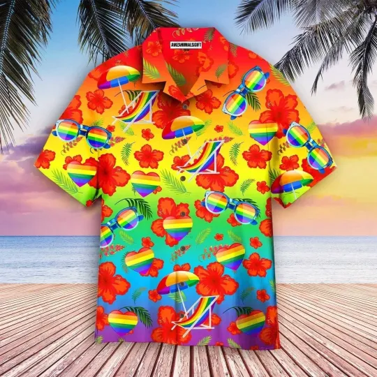 Discover LGBT Aloha Hawaiian Shirts For Summer Pride Month Hibiscus With LGBT Flag Aloha