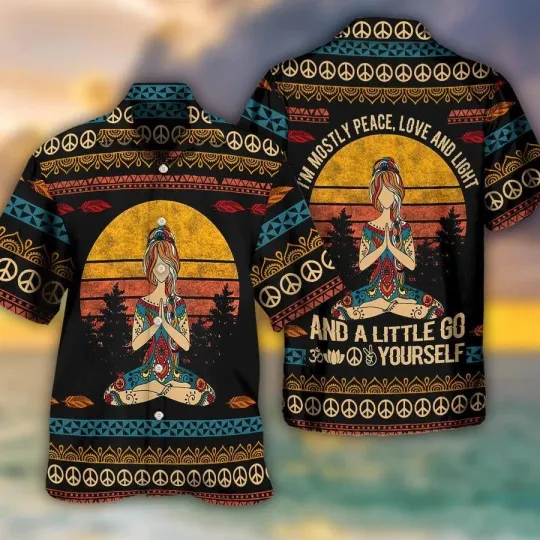 Discover Yoga Aloha Hawaiian Shirt Yoga Peace Love And Light Hawaiian Shirt For Summer Yo