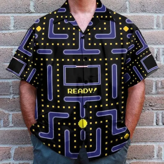 3D Pacman Gameplay Hawaiian Shirt Perfect Gift For Friends Famil