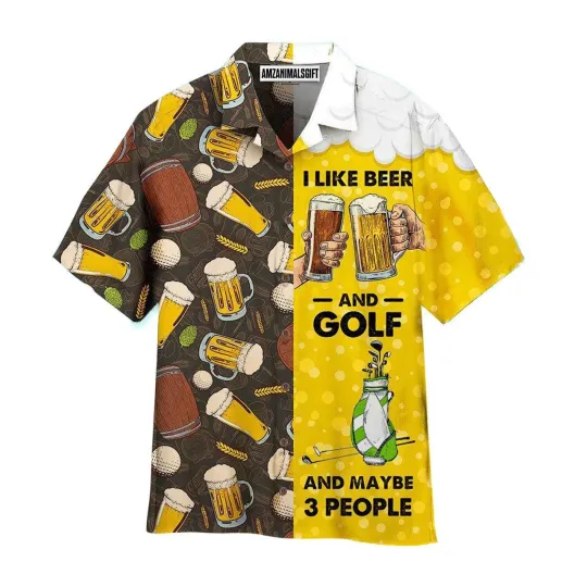 Discover Golf Hawaiian Shirt Golf And Beer Yellow Aloha Hawaiian Shirts For Men and Women