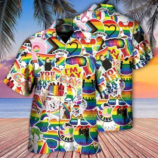 Discover LGBT Aloha Hawaiian Shirt For Summer  LGBT Rainbow Im Gay Hawaiian Shirt  Rain