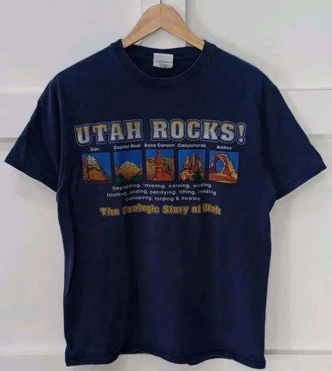 Port And Company Men's Utah Rocks Blue T-shirt Size Medium