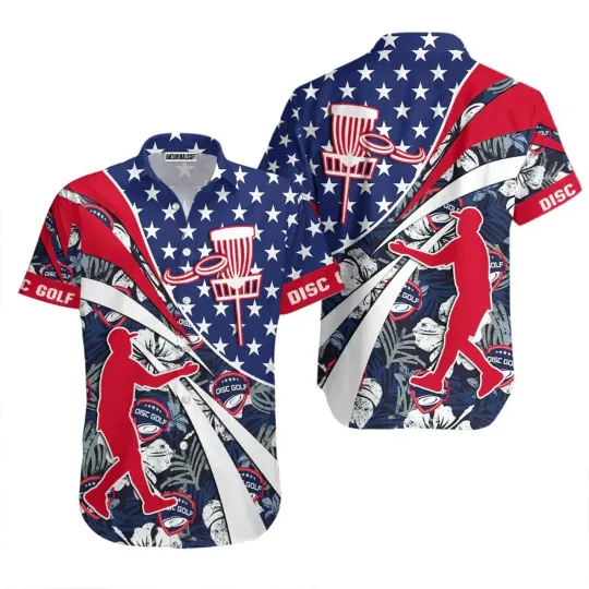 Discover Disc Golf Hawaiian Shirt Disc Golf US Flag Aloha Hawaiian Shirts For Men and Wom