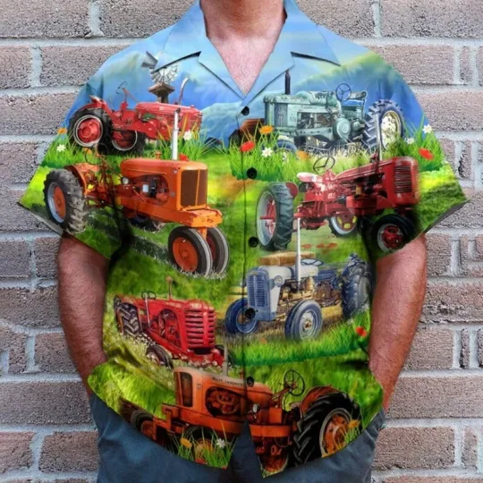 Discover Real Men Drive Tractors Hawaiian Shirt  Perfect Gift For Friends Family