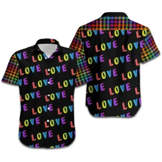 Discover LGBT Aloha Hawaiian Shirts For Summer Love Rainbow Plaid Pattern Colorful Hawaii
