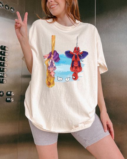Discover Rapunzel Princess and Spiderman Shirt, Cute Disney Shirt, Spiderman and Princess Meme Shirt, Disneyland Cute Shirt, Disney Ladies Shirt