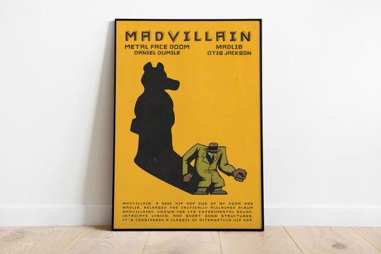 Discover MF Dooom Poster Print: Album Cover Art, Music Room Decor