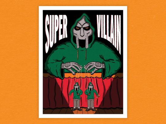 Discover MF Dooom SUPERVILLAIN 11" x 14" Poster Print - Rapper Illustrations - Dangerdoom - Hip-Hop Art - Viktor Vaughn - King Geedorah - Metal Face