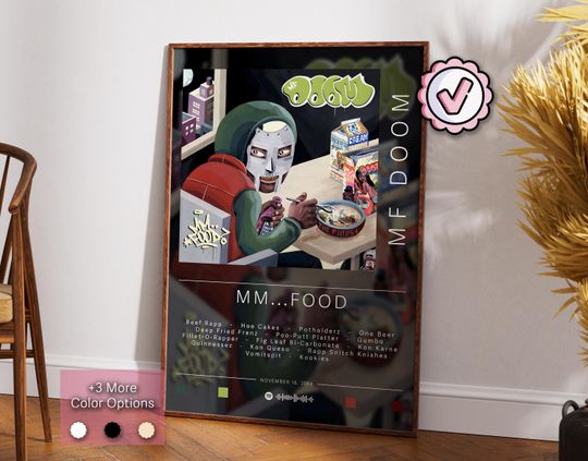 Discover MF Dooom Poster | Mm... Food Poster | Album Poster Prints | Wall Decor Posters | Album Cover Gift | Rap Music Poster