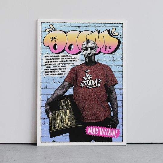 Discover MF Dooom Poster, Music Wall Art, Retro Graphic, Hip hop poster, Lofi Poster, Chill hop Poster, Digital Art Print