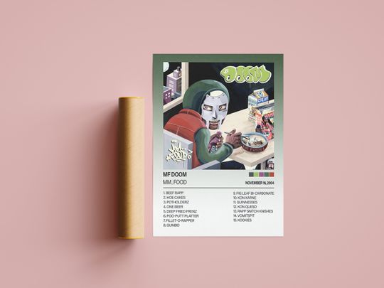 Discover MF Dooom - Mm..Food Poster, MF Dooom Poster, MF Dooom Print, Album Cover, Music Print, Album Print, Custom Poster, Madvillainy, mf Dooom food