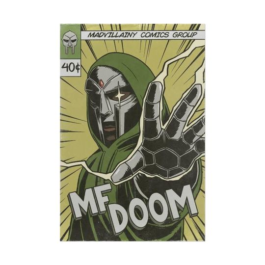 Discover MF Dooom Comic Art Poster | Hip Hop Vinyl Cover Retro