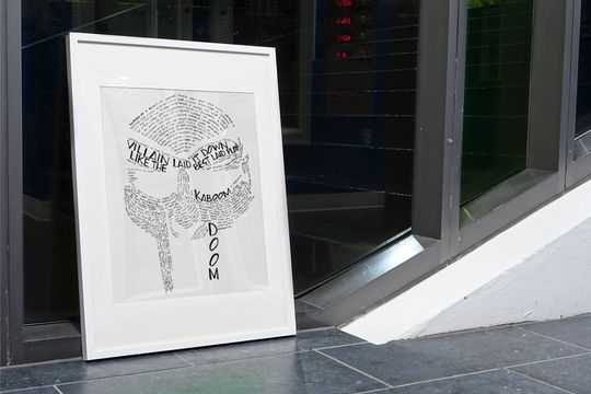 Discover MF Dooom hand crafted micrography lyrics print