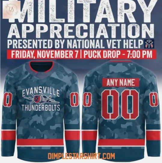 Discover Custom Thunderbolt Appreciation Night 2025 Hockey Jersey Gift For Valentine