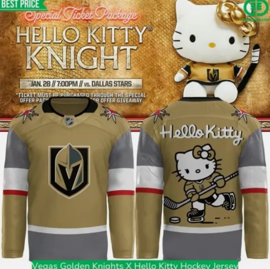 Discover Vegas Golden X Hello 1Kitty Hockey Jersey Gift For Valentine