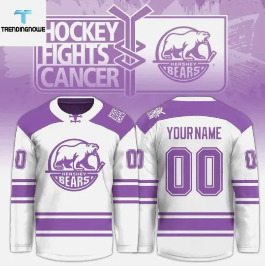 Discover Hershey Bear Hockey Fights Cancer 2025 Hockey Jersey Gift For Valentine