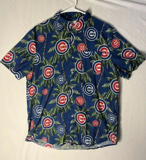 Chicago Cubs Hawaiian Shirt Men’s Large Palm Tree Print