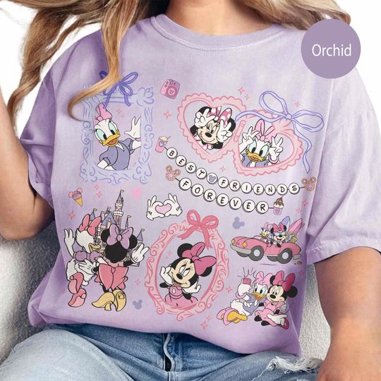 Retro Coquette Bows Minnie And Daisy Shirt, Disney Bestie Shirt, Disney Girls Trip Shirt, WDW Magic Kingdom Disneyland Matching Women Tee