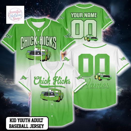 Discover Personalized Chick Hicks Baseball Jersey, Custom Disney Cars Baseball Shirt, Matching Disney Trip Outfit, Disneyland Birthday Gift