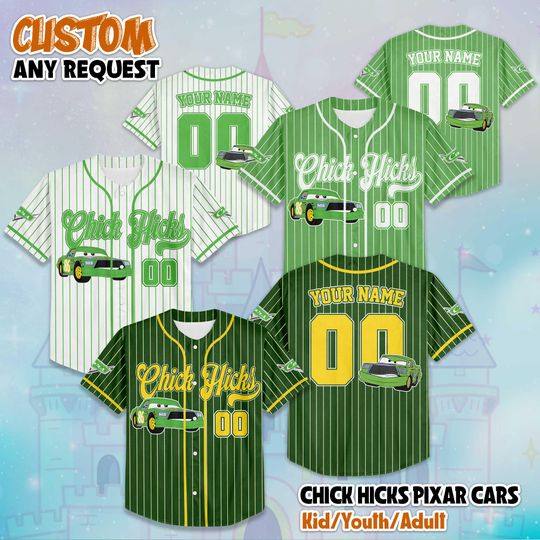 Discover Personalized Chick Hicks Baseball Jersey, Custom Disney Cars Baseball Shirt, Matching Disney Trip Outfit, Disneyland Birthday Gift
