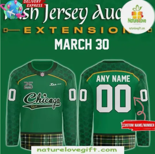 Discover Personalized Chicago 25th Season Irish Hockey Jersey Gift For Valentine